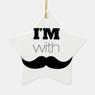 I'm With Moustache Ceramic Tree Decoration