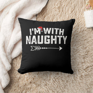 I'm With Naughty Matching Christmas Couples Cushion