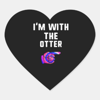 I'm With Otter Tie Dye Halloween Matching Couple Heart Sticker