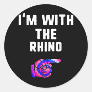 I'm With Rhino Tie Dye Halloween Matching Couple Classic Round Sticker