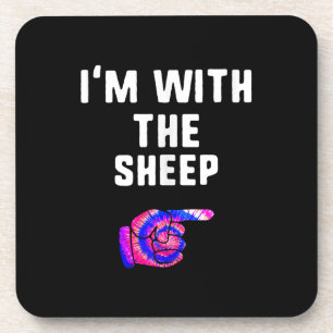 Im With Sheep Tie Dye Halloween Dog Present Coaster