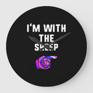 Im With Sheep Tie Dye Halloween Dog Present Large Clock