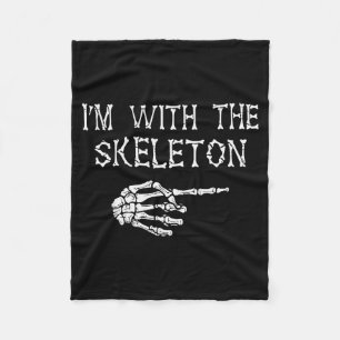 I'm With Skeleton Funny Couples Matching Halloween Fleece Blanket