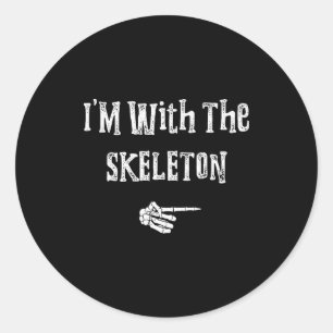 I'm With Skeleton Halloween Costume Funny Couples Classic Round Sticker