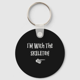 I'm With Skeleton Halloween Costume Funny Couples Key Ring