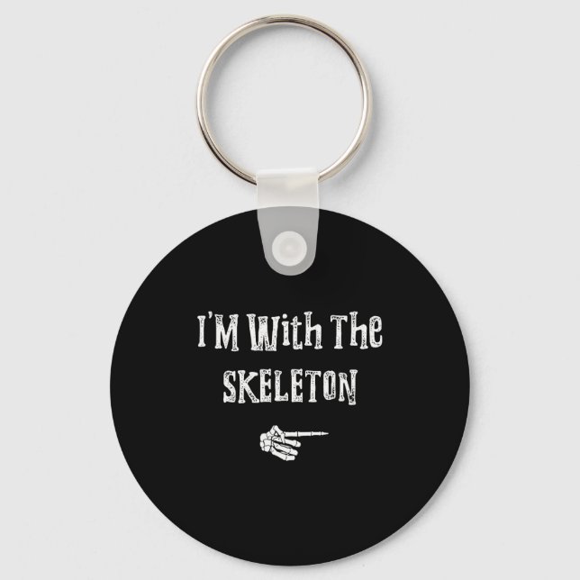 I'm With Skeleton Halloween Costume Funny Couples  Key Ring (Front)