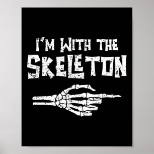 I'm With Skeleton Matching Couple Easy Costume Hal Poster