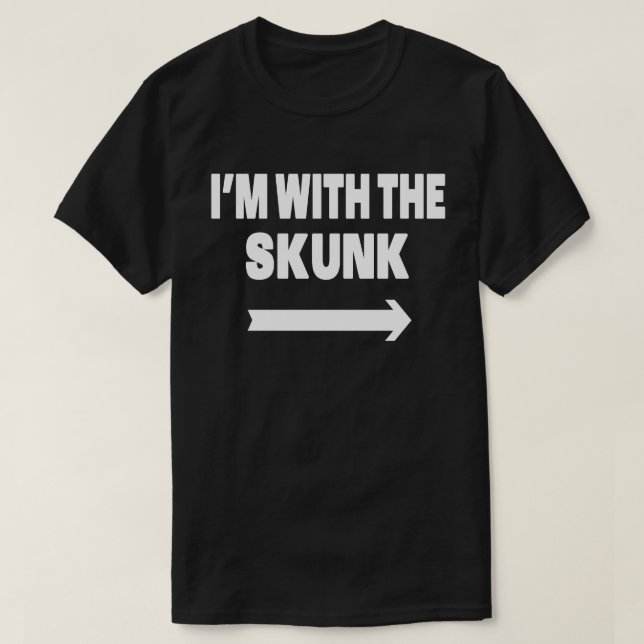 I'm With Skunk Easy Halloween Matching Couples T-Shirt (Design Front)