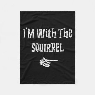 I'm With Squirrel Halloween Costume Funny Couples  Fleece Blanket