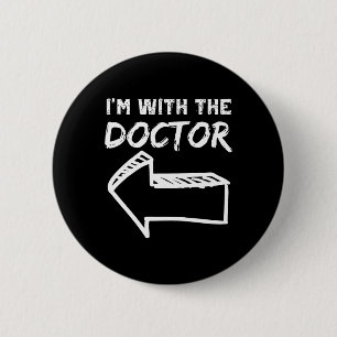 I'm With The Doctor Left Arrow Funny Halloween Cos 6 Cm Round Badge