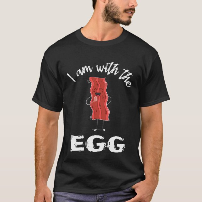I'm With The Egg Bacon Couples Matching Costume Ha T-Shirt (Front)