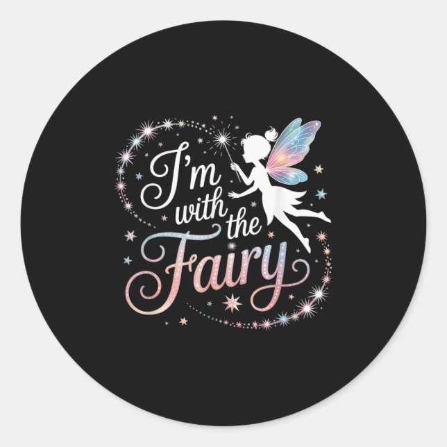 I'm With The Fairy Halloween Costume Dad Mum Group Classic Round Sticker (Front)