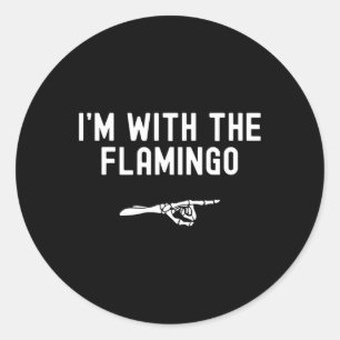I'm With The Flamingo Funny Halloween Spooky Skele Classic Round Sticker