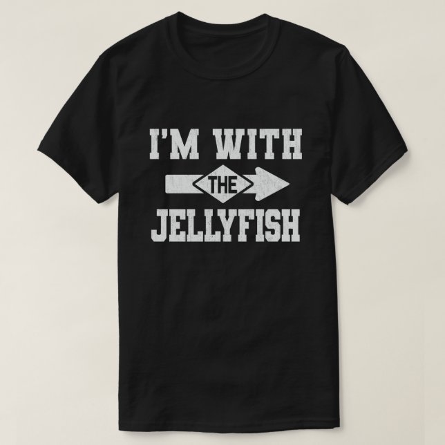 I'm With The Jellyfish Funny Couple Halloween T-Shirt (Design Front)