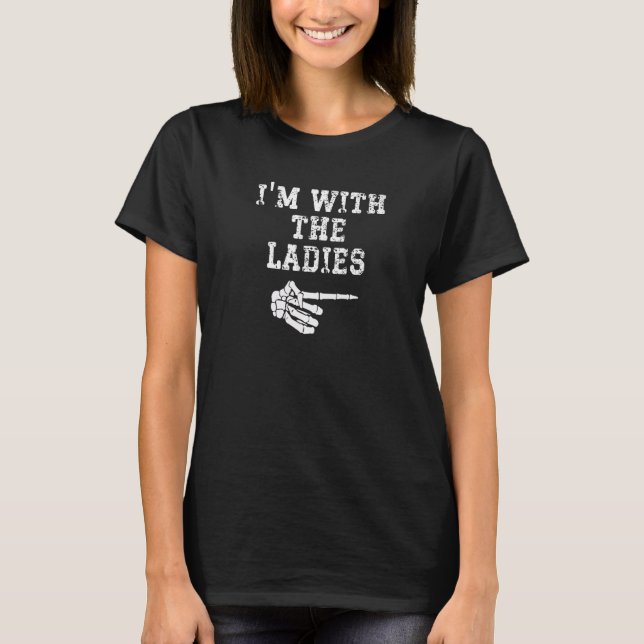 I'm with the Ladies Point Matching Couples Hallowe T-Shirt (Front)