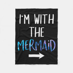 I'm With The Mermaid Funny Lazy Mermaid Halloween Fleece Blanket