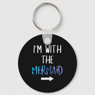 I'm With The Mermaid Funny Lazy Mermaid Halloween  Key Ring