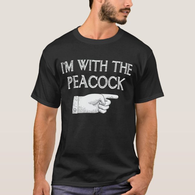 I'm With The Peacock Funny Couple Halloween T-Shirt (Front)