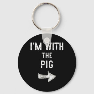 Im with The Pig Funny Halloween Couple Costume Key Ring