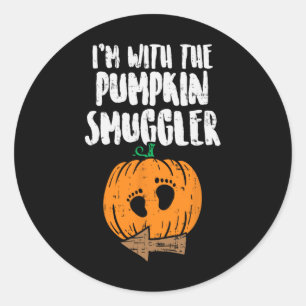 Im With The Pumpkin Smuggler Halloween Pregnancy C Classic Round Sticker