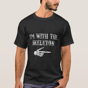 I'm With The Skeleton Hand Halloween Couple Costum T-Shirt