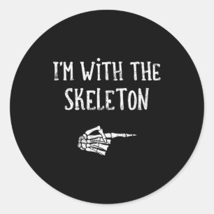 I'm With The Skeleton Matching Couple Costume Hall Classic Round Sticker