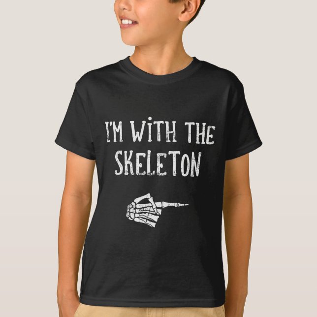I'm With The Skeleton Matching Couple Costume Hall T-Shirt (Front)