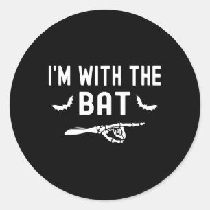 I'm With The T Funny Skeleton Halloween Matching C Classic Round Sticker