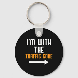 I'm With The Traffic Cone Costume Funny Halloween Key Ring