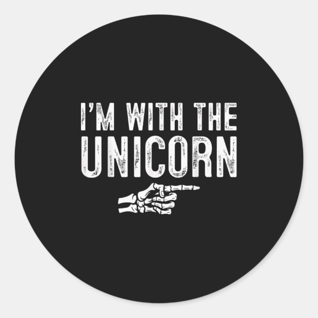 I'm With The Unicorn Easy Costume Halloween Couple Classic Round Sticker (Front)