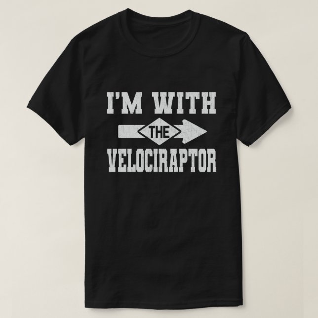 I'm With The Velociraptor Funny Couple Halloween T-Shirt (Design Front)