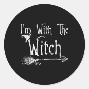I'm With The Witch Funny Halloween Classic Round Sticker
