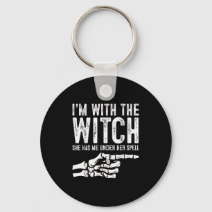 I'm With The Witch Funny Halloween Couple Costume Key Ring