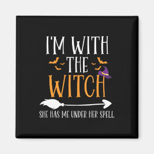 I'm With The Witch Funny Halloween Couples Costume Magnet