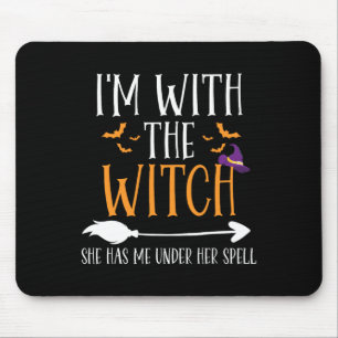 I'm With The Witch Funny Halloween Couples Costume Mouse Mat