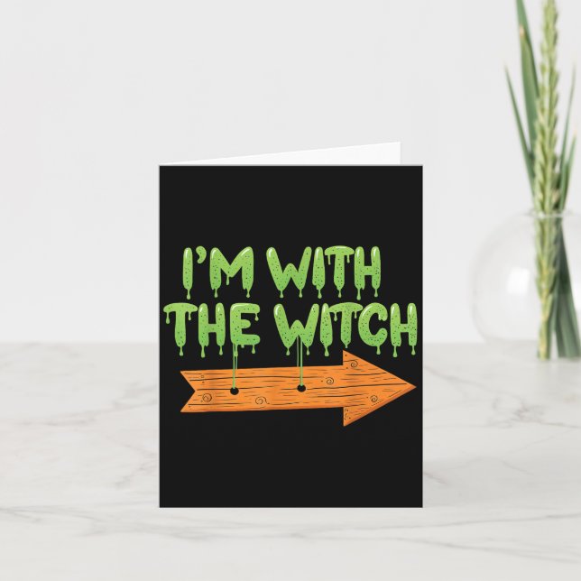 I'm With The Witch Halloween Couples Matching Soky Card (Front)