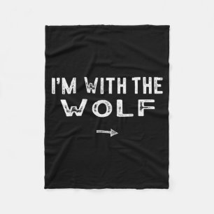 Im With The Wolf Costume Matching Lazy Halloween Fleece Blanket