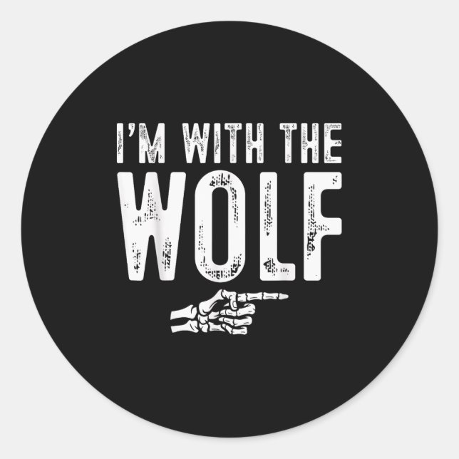 I'm With The Wolf Easy Costume Halloween Couples M Classic Round Sticker (Front)
