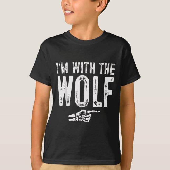 I'm With The Wolf Easy Costume Halloween Couples M T-Shirt (Front)