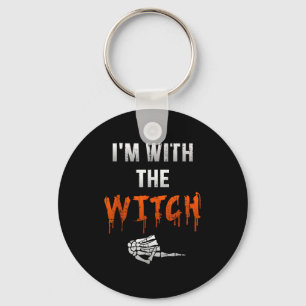 I'm With Witch Skeleton Hand Funny Halloween Husba Key Ring