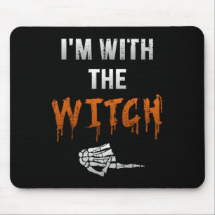 I'm With Witch Skeleton Hand Funny Halloween Husba Mouse Mat