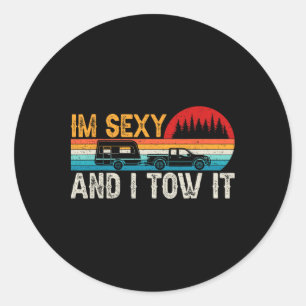 I'm Y And I Tow It Retro Camp Trees Hike Hiking Ca Classic Round Sticker