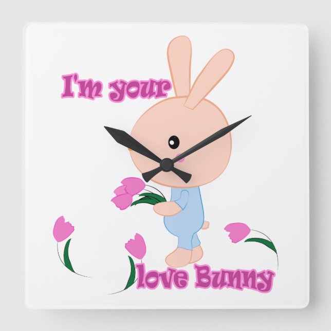 I'm your favourite Bunny Square Wall Clock (Front)