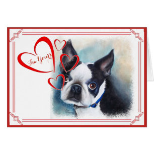 I'M YOURS VALENTINE BLACK AND WHITE BOSTON TERRIER