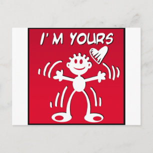 I'm yours - valentine stick figure holiday postcard