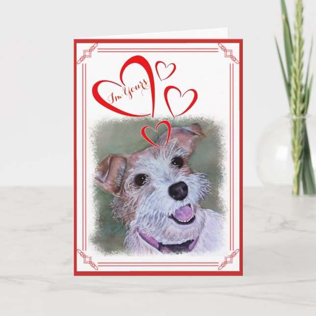 I'M YOURS VALENTINE SWEET JACK RUSSELL HOLIDAY CARD (Front)