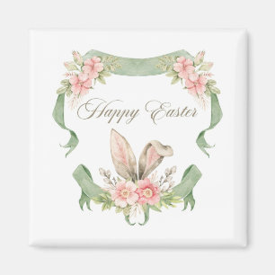 ÍMA FELIZ PASCOA COELHO FLORAL AQUARELA MAGNET