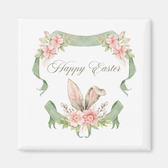 ÍMA FELIZ PASCOA COELHO FLORAL AQUARELA MAGNET (Front)