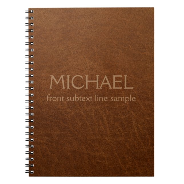 Image Brown Leather Personalised Notebook (Front)