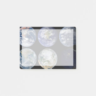 Image Comparison Of Iconic Views Of Planet Earth. Post-it Notes